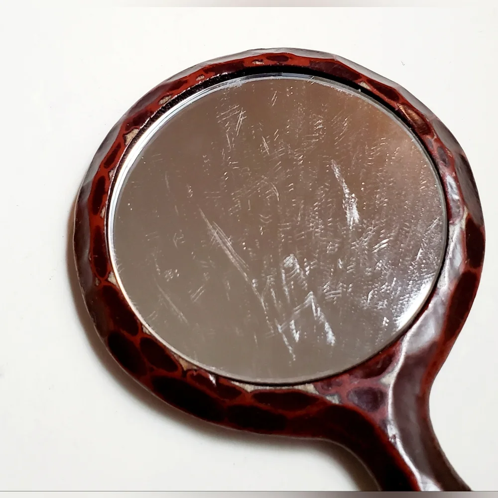 Vintage Handcarved Small Hand Mirror